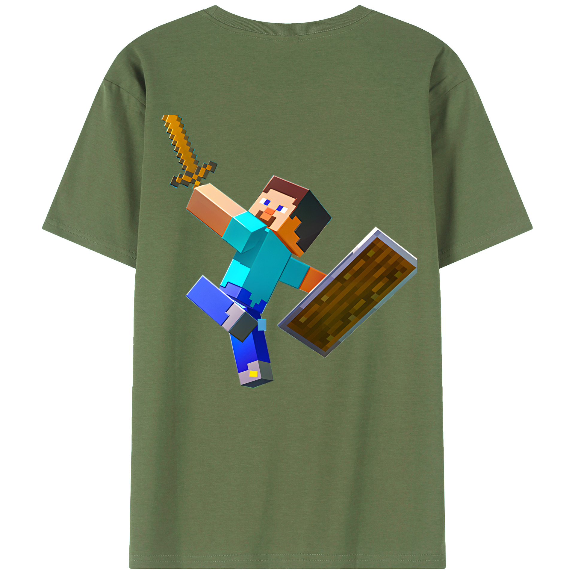 （画像用） マインクラフト ブロックの世界 Minecraft MC Block world 綿100％ メンズ半袖Tシャツ（バックプリント） 通気性